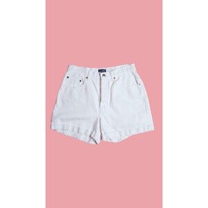 1990s GAP DENIM White. High Rise Jean Denim Shorts. Medium-Large. As Is